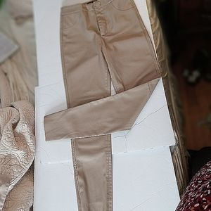 ZARA Faux Leather Skinny pants w/ Ankle Zippers -RN 77302 size XS - Light Camel